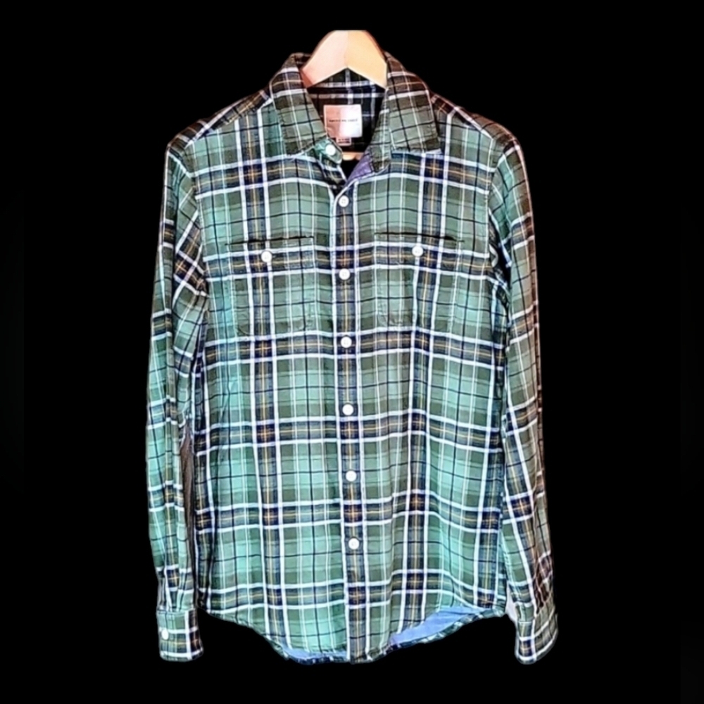 American Eagle Outfitters Plaid Flannel Button Down Long Sleeve Top, X-Small - Picture 2 of 3